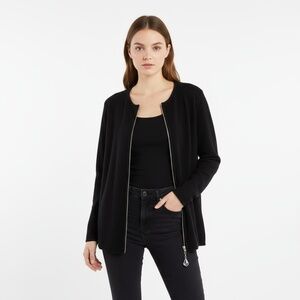 DESIGNERS ORIGINALS Cardigan Size Medium Black Crystal Zip Y2K Vintage Soft Chic